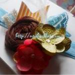 Brown Raw Silk Rosette Head..
