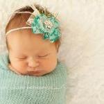 Mint Aqua Flower Baby Head..
