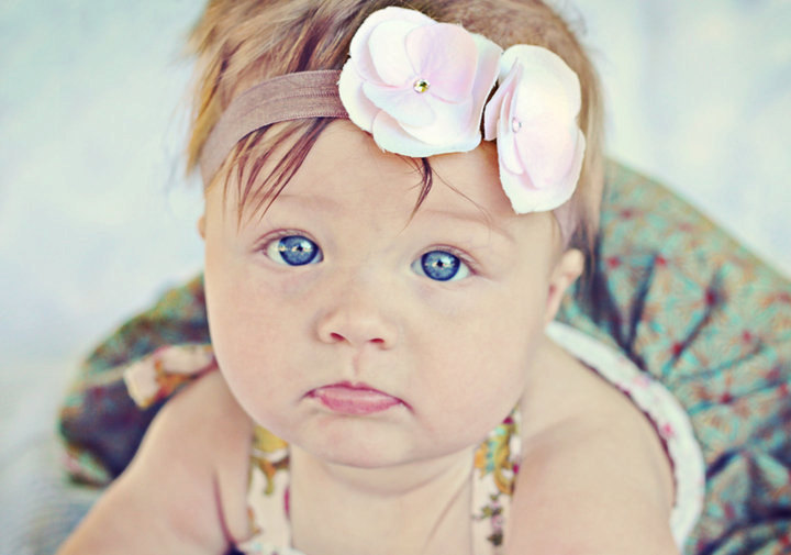 Baby Girl Flower Headband....Newborn Headband...Pink and Cream