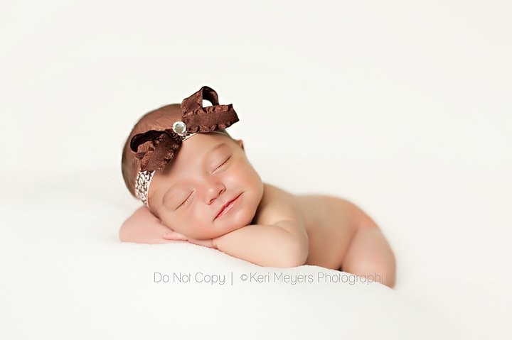 Brown Baby Headband, Chocolate Brown Girl Headband, Newborn Headband, Ruffles and Damask