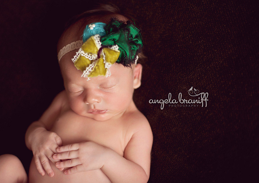 Kelly Green Baby Flower Headband, Green Baby Girl Headband, Headband Double Silk Flower Holiday